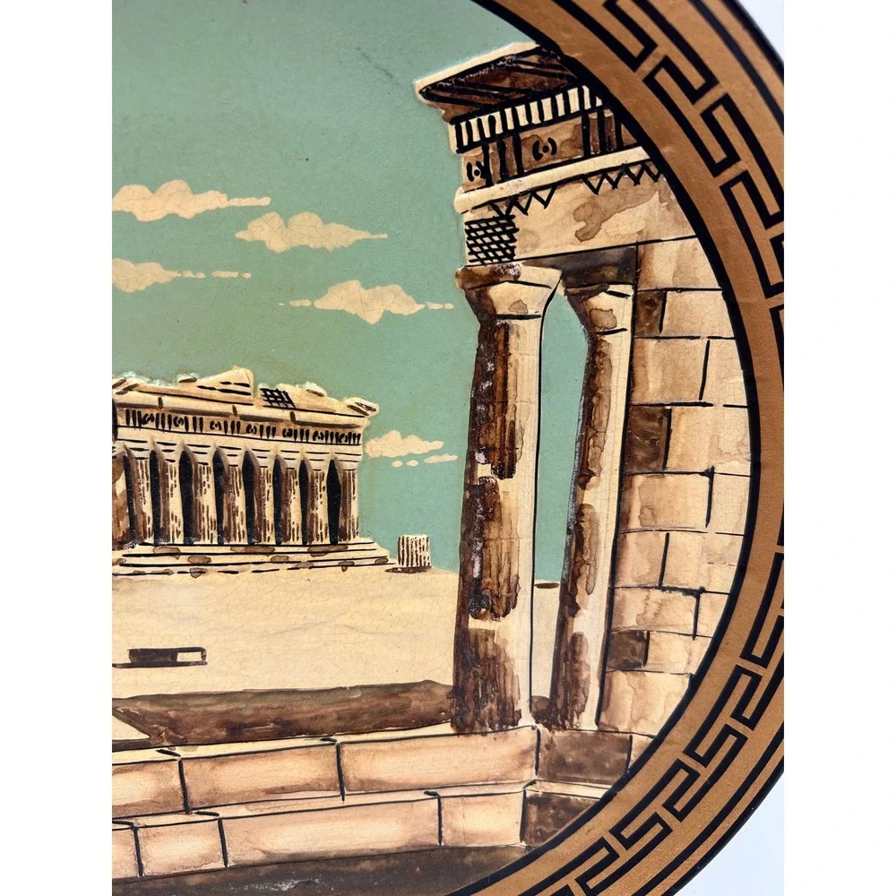 Handmade Decorative Clay Plate Gold Greek Parthenon Wall Art 11 